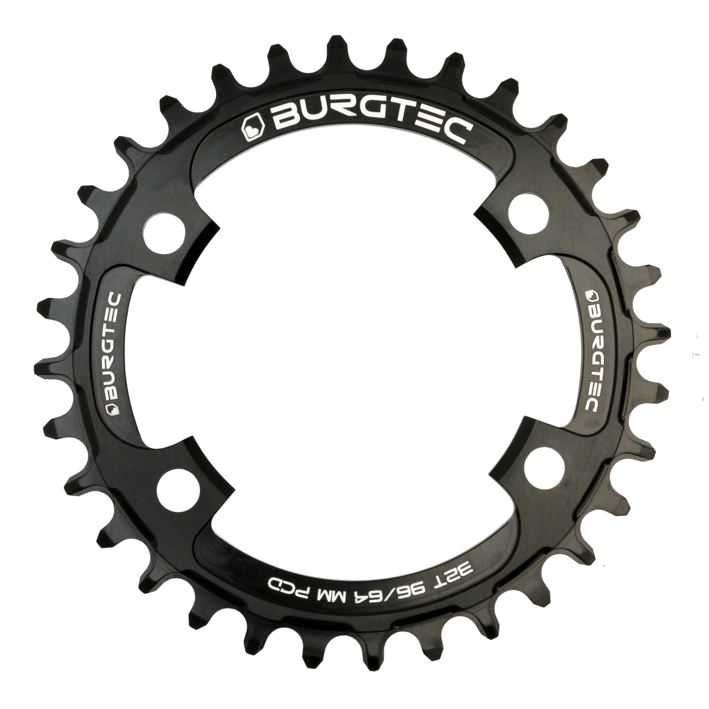 Burgtec 4-bolt 96/64mm PCD Oval Thick Thin Chainring-30T-Burgtec Black-BRINK
