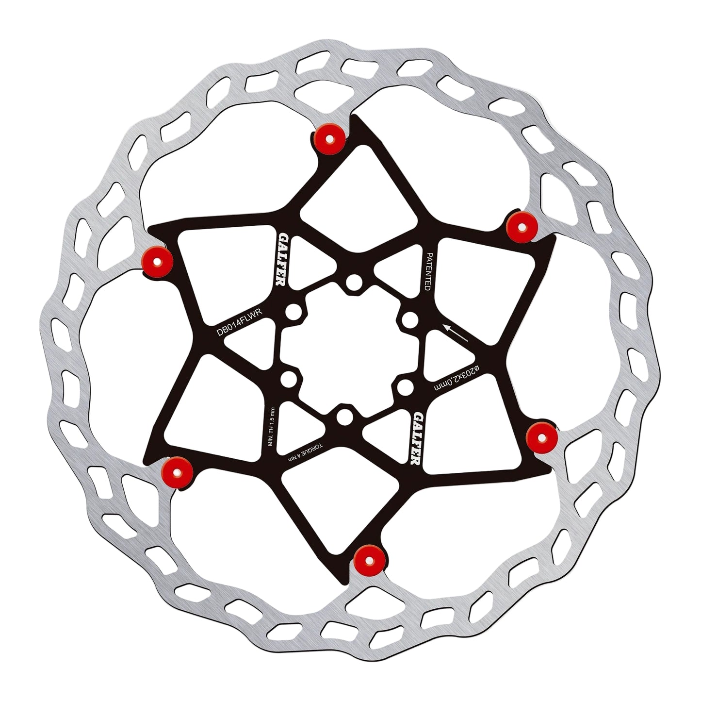 Galfer Wave Floating Rotor-6 Bolt-203 x 2.0mm-Red Pins-BRINK