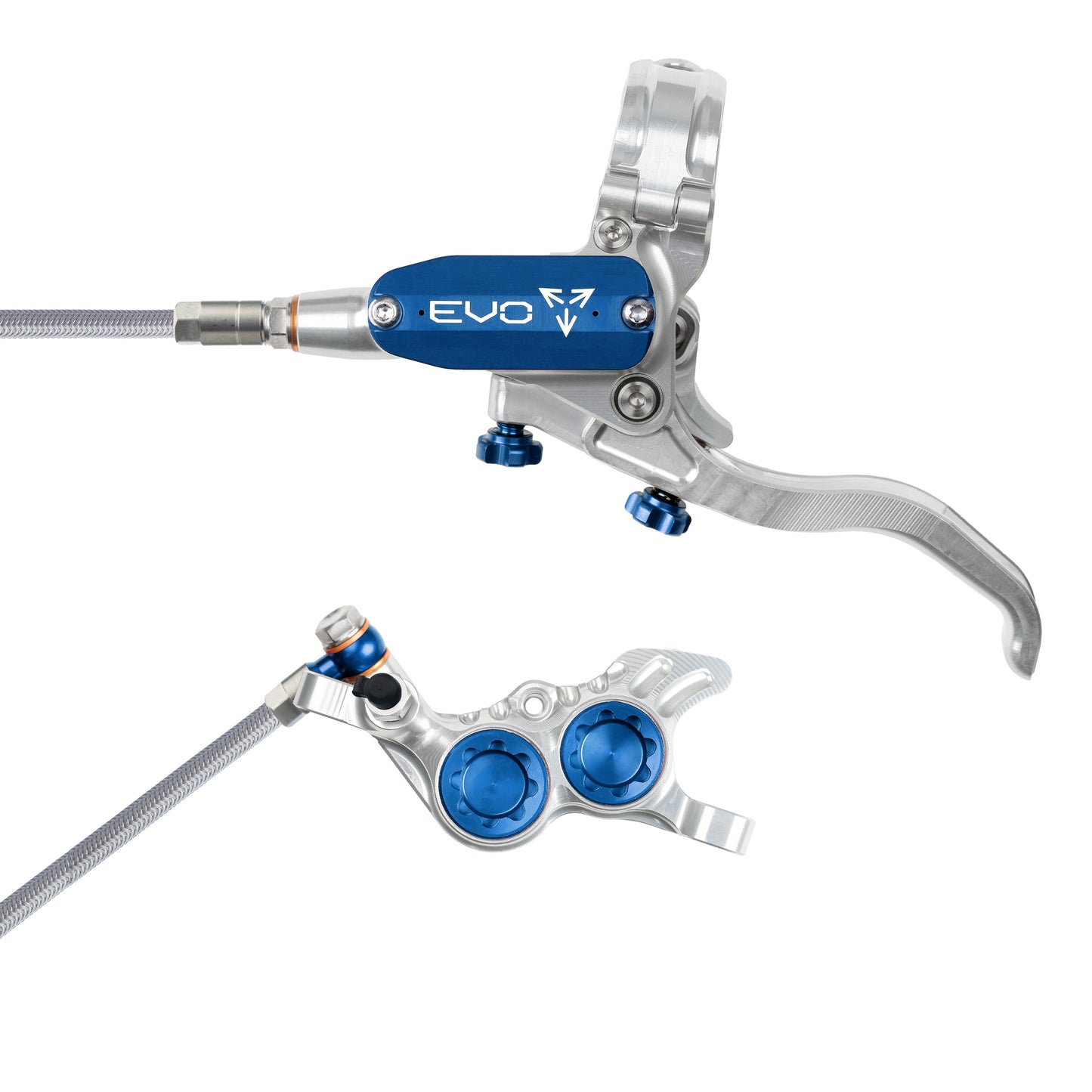 Hope EVO GR4 Disc Brake-Left-Silver / Blue-Braided-BRINK