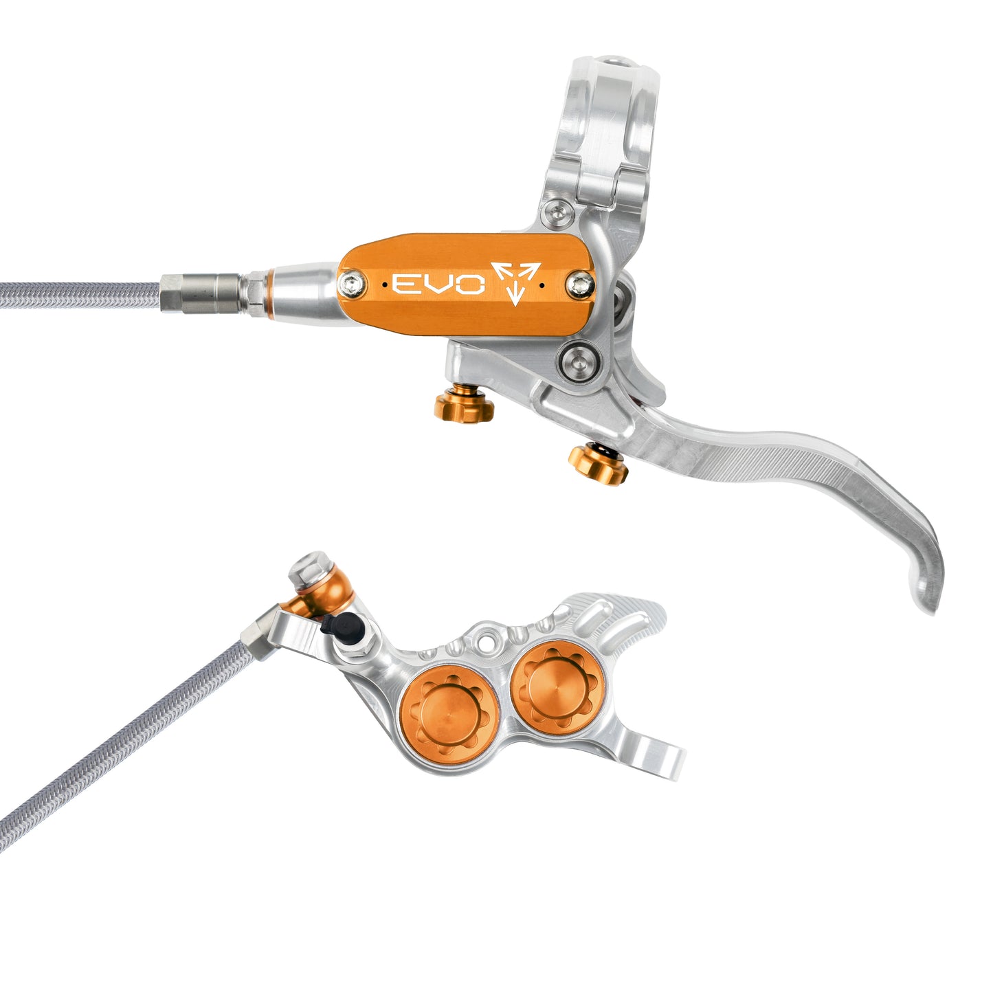 Hope EVO GR4 Disc Brake-Left-Silver / Orange-Braided-BRINK