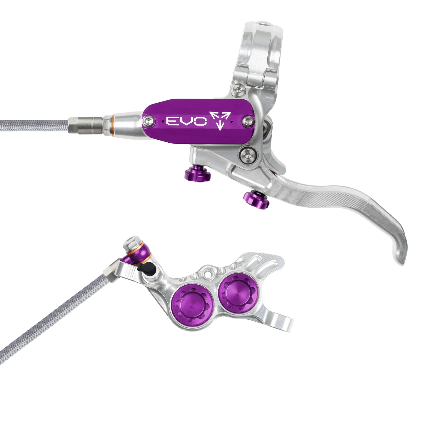 Hope EVO GR4 Disc Brake-Left-Silver / Purple-Braided-BRINK