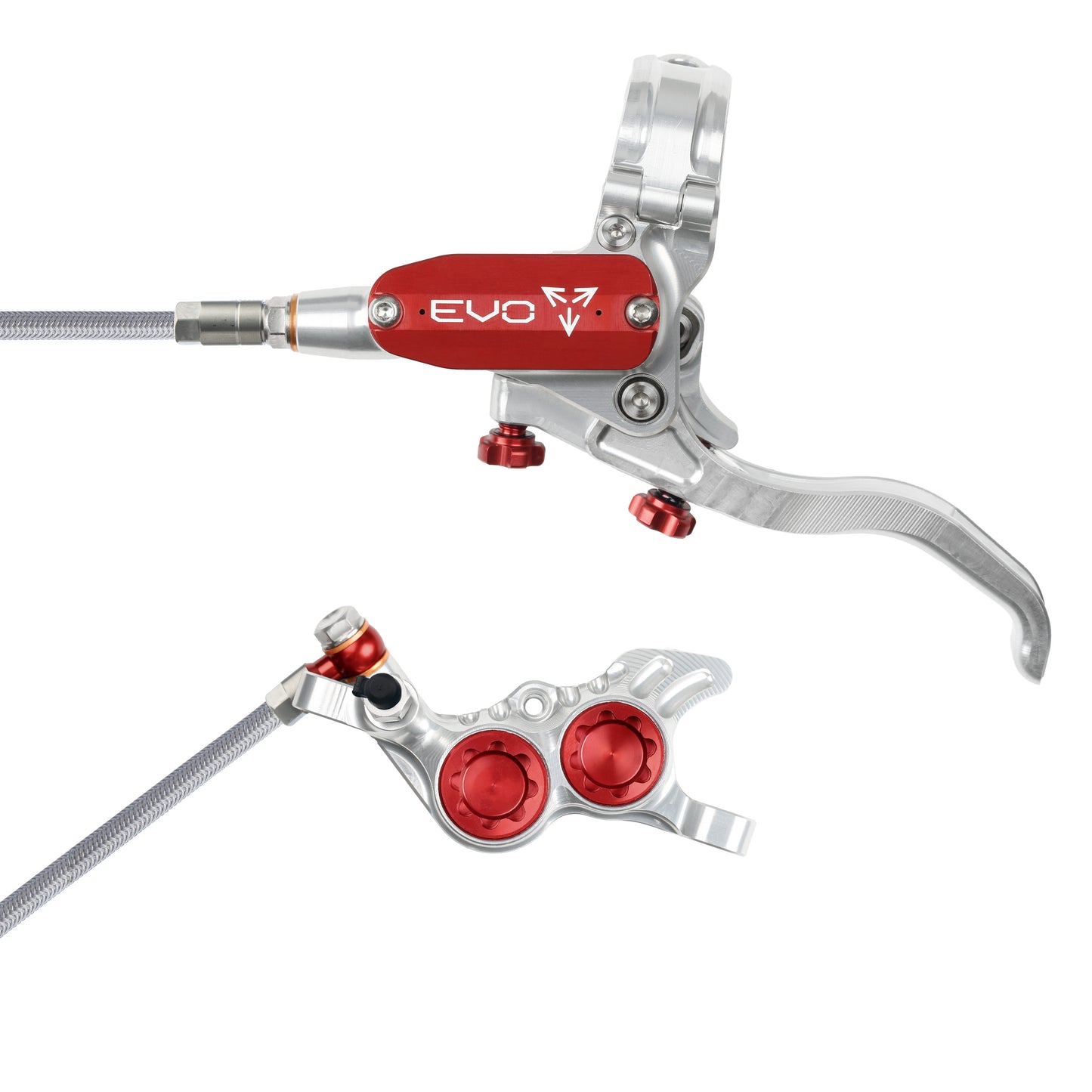 Hope EVO GR4 Disc Brake-Left-Silver / Red-Braided-BRINK