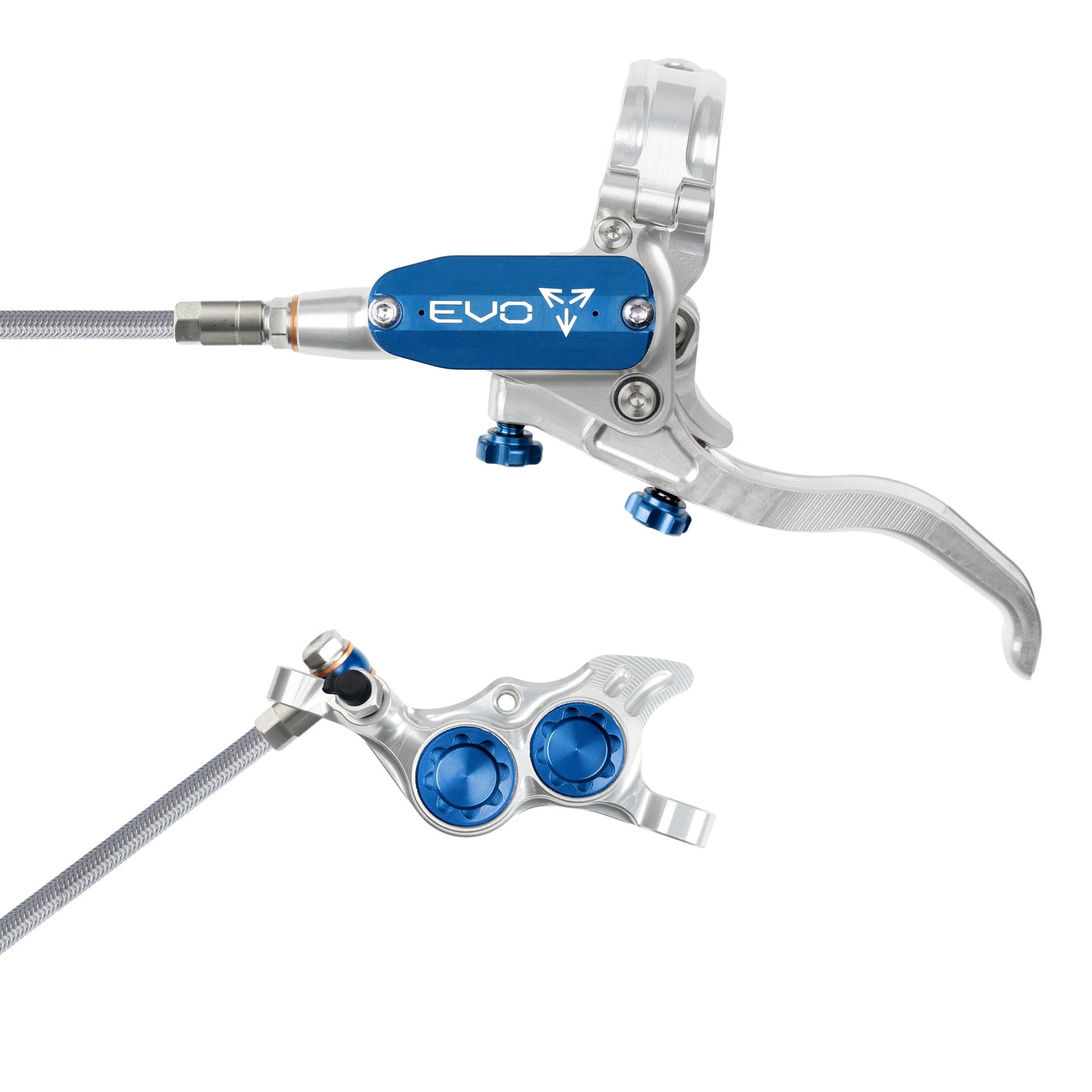 Hope EVO TR4 Disc Brake-Left-Silver / Blue-Braided-BRINK