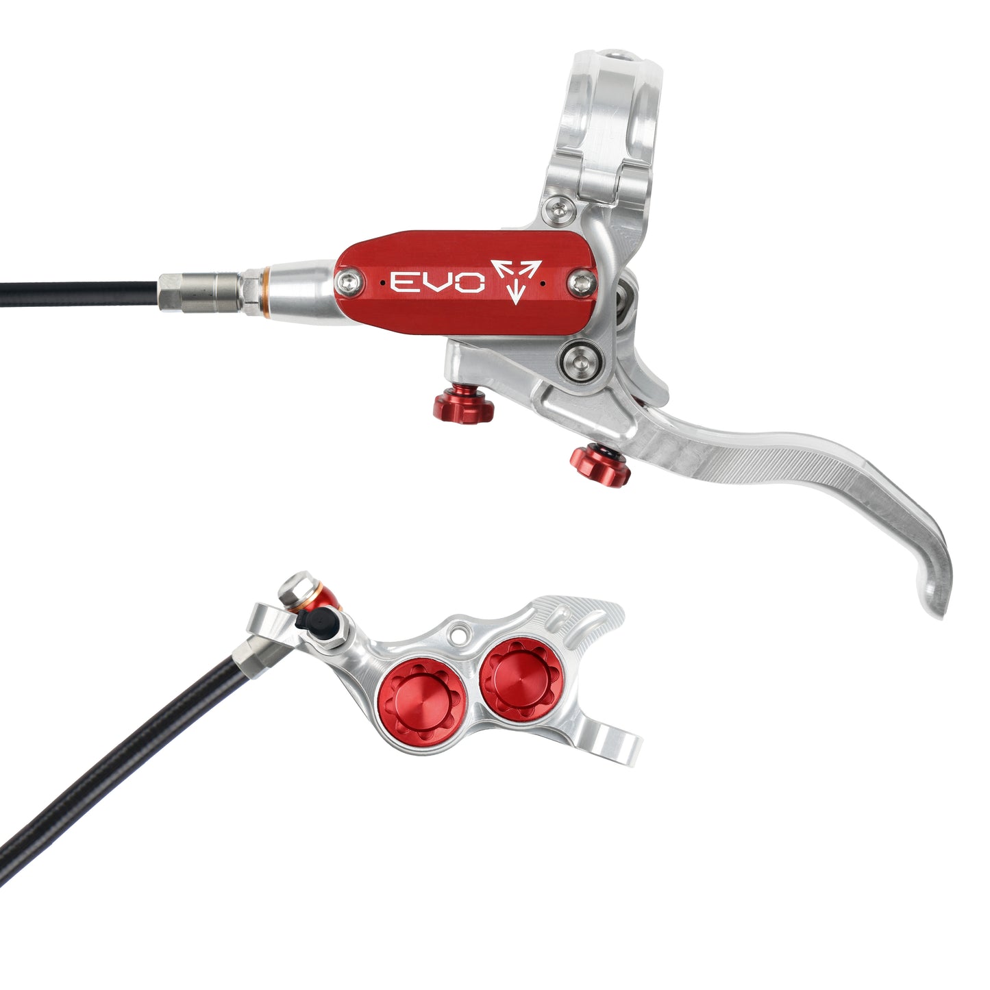 Hope EVO TR4 Disc Brake-Left-Silver / Red-Black-BRINK
