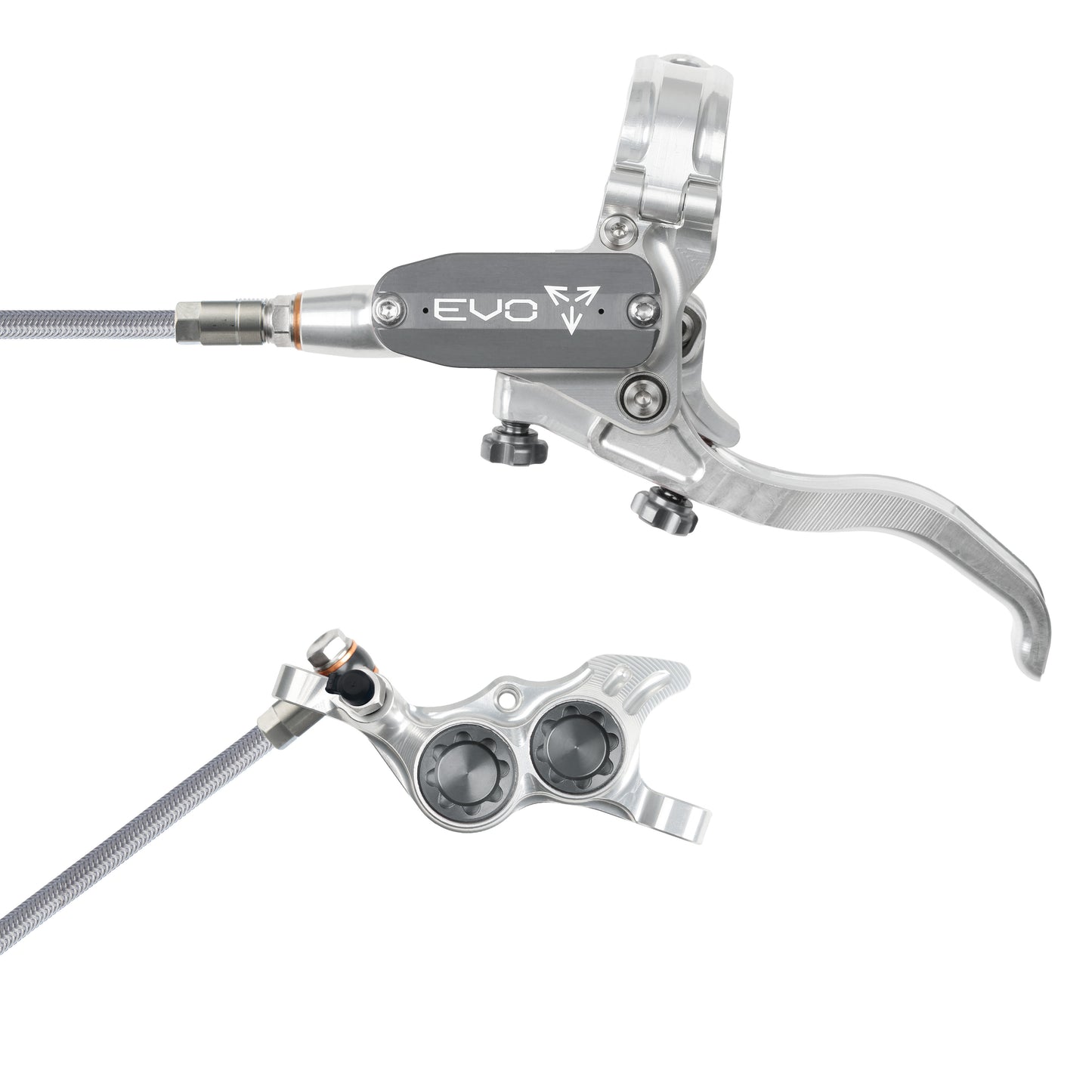 Hope EVO TR4 Disc Brake-Left-Silver / Smoke-Braided-BRINK