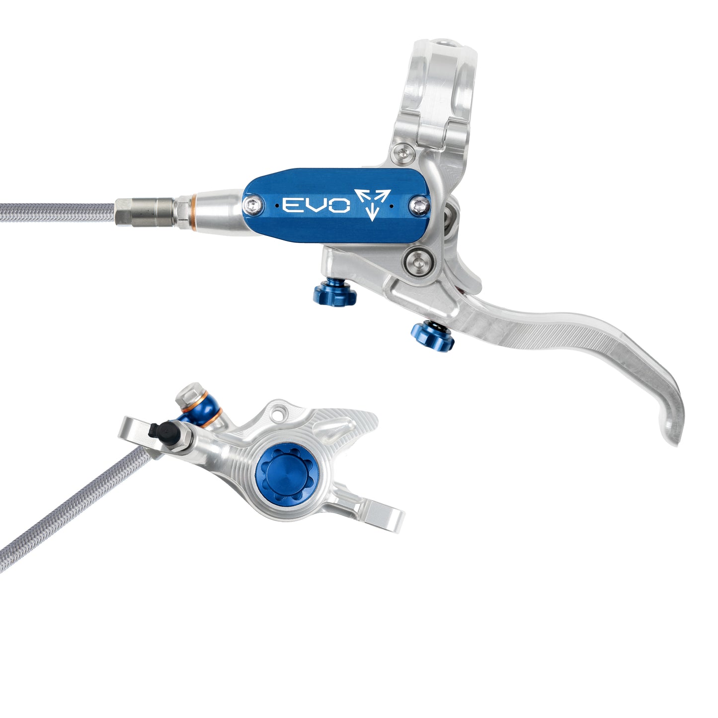 Hope EVO X2 Disc Brake-Left-Silver / Blue-Braided-BRINK