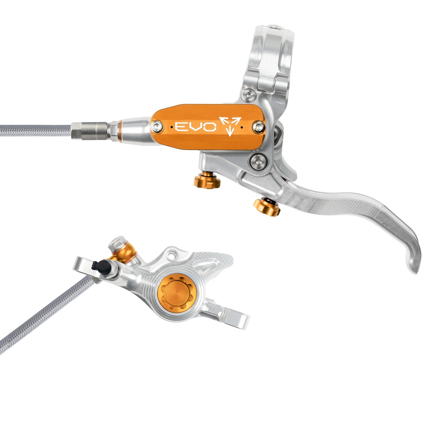 Hope EVO X2 Disc Brake-Left-Silver / Orange-Braided-BRINK