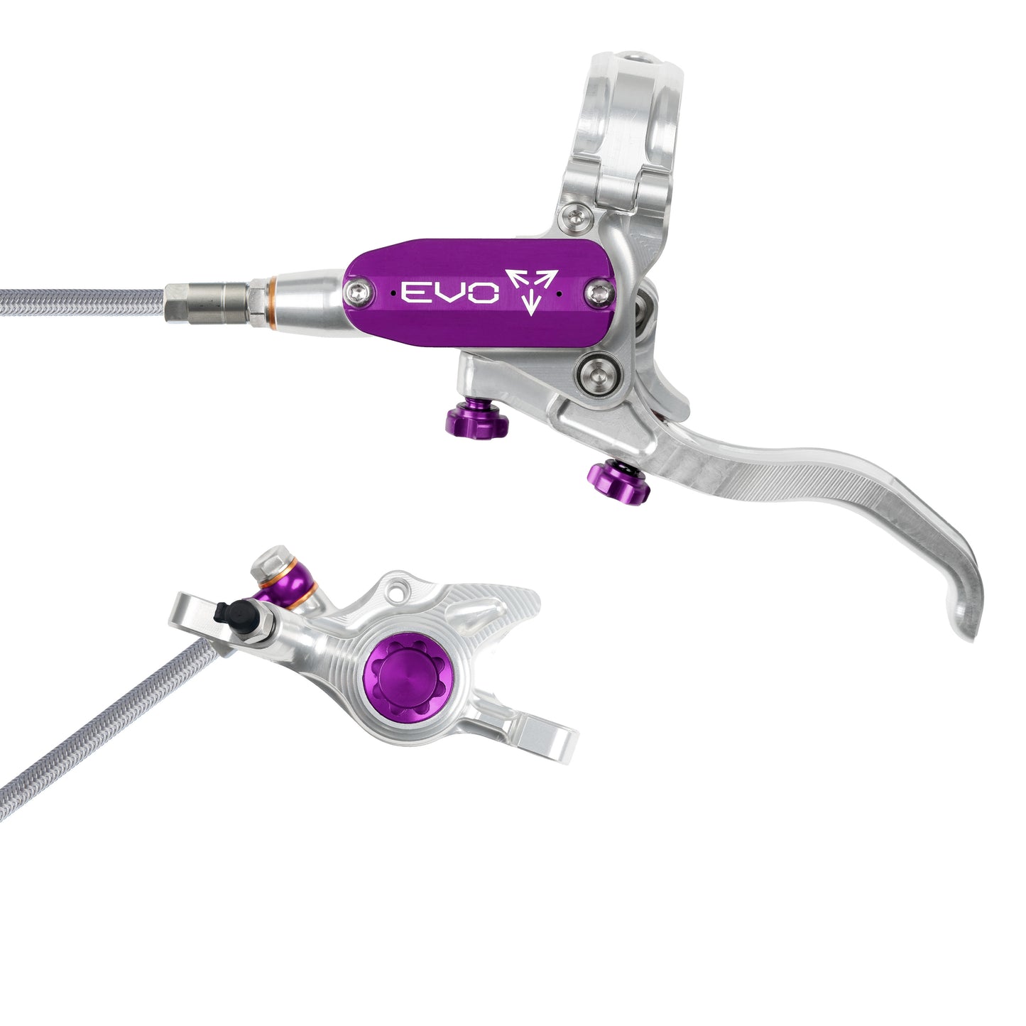 Hope EVO X2 Disc Brake-Left-Silver / Purple-Braided-BRINK