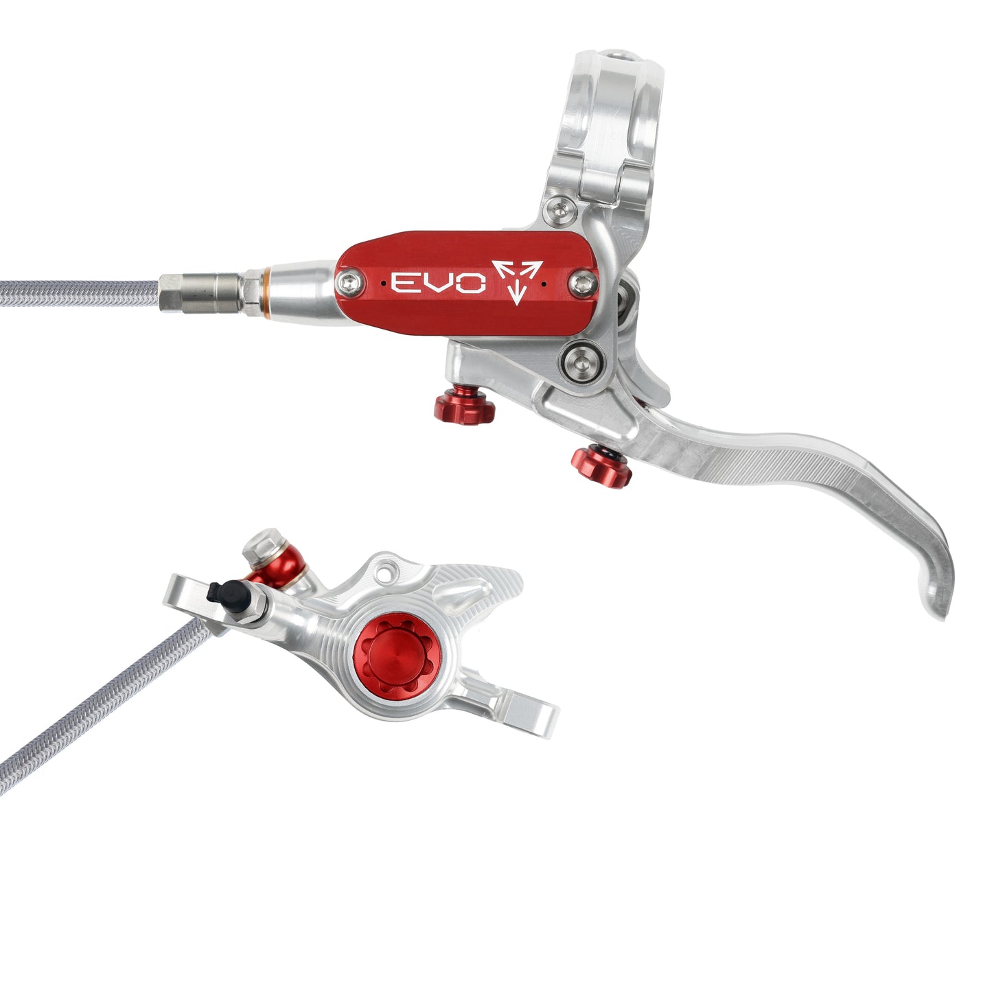Hope EVO X2 Disc Brake-Left-Silver / Red-Braided-BRINK