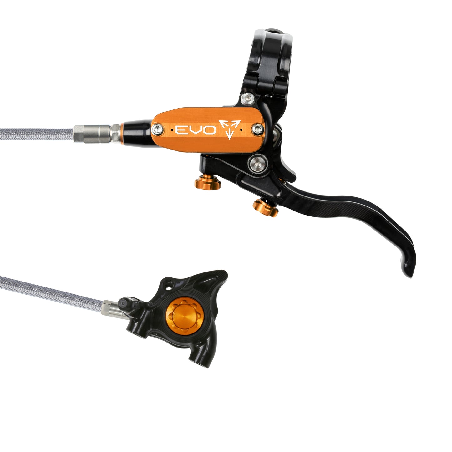 Hope EVO X2 Flat Mount Disc Brake-Left-Black / Orange-Braided-BRINK