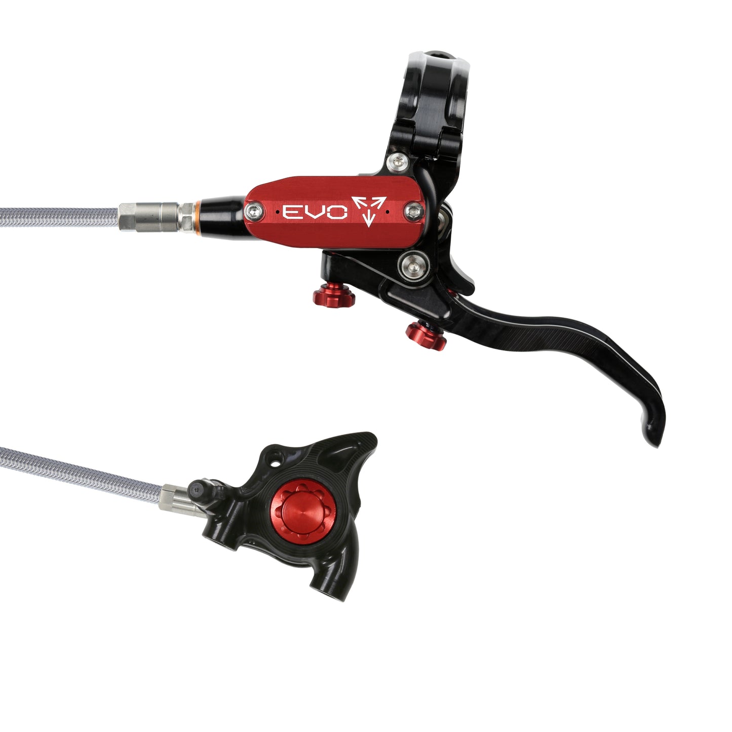 Hope EVO X2 Flat Mount Disc Brake-Left-Black / Red-Braided-BRINK