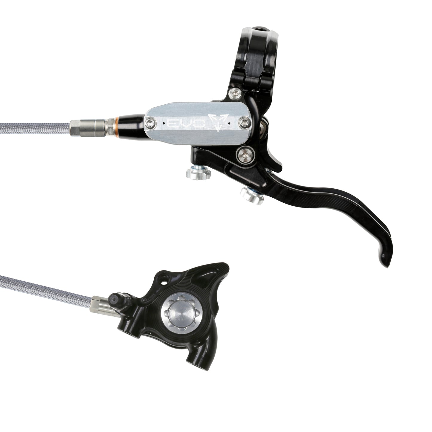 Hope EVO X2 Flat Mount Disc Brake-Left-Black / Silver-Braided-BRINK