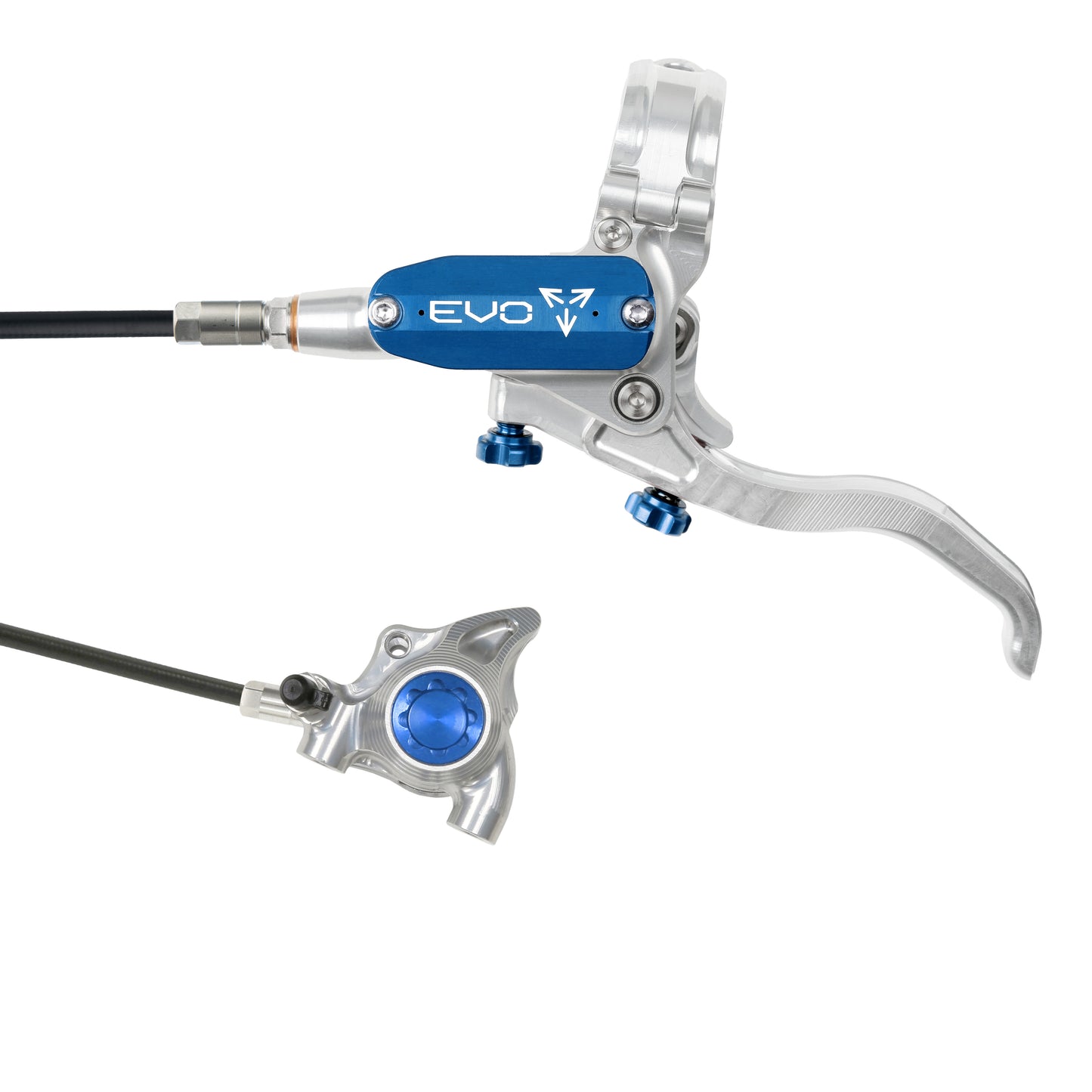 Hope EVO X2 Flat Mount Disc Brake-Left-Silver / Blue-Black-BRINK