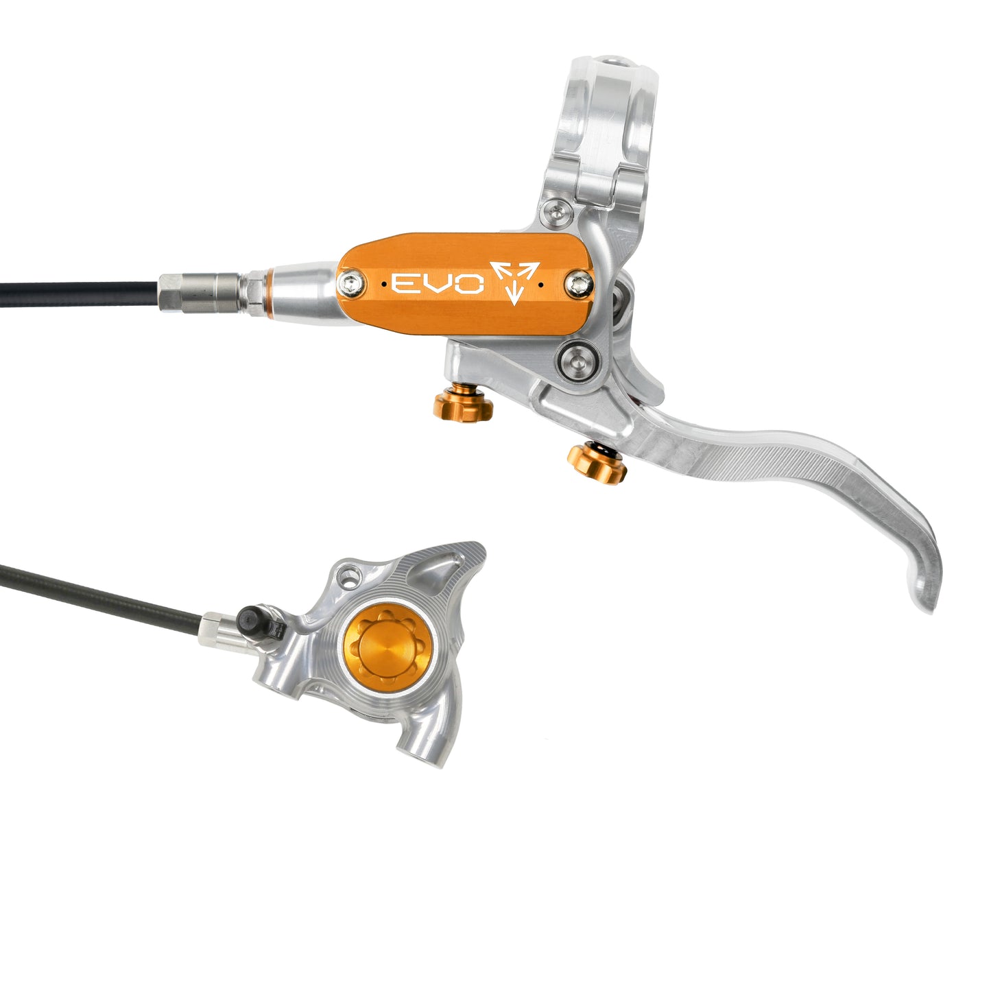 Hope EVO X2 Flat Mount Disc Brake-Left-Silver / Orange-Black-BRINK