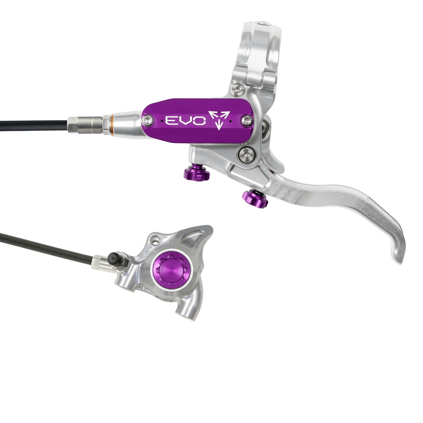 Hope EVO X2 Flat Mount Disc Brake-Left-Silver / Purple-Black-BRINK