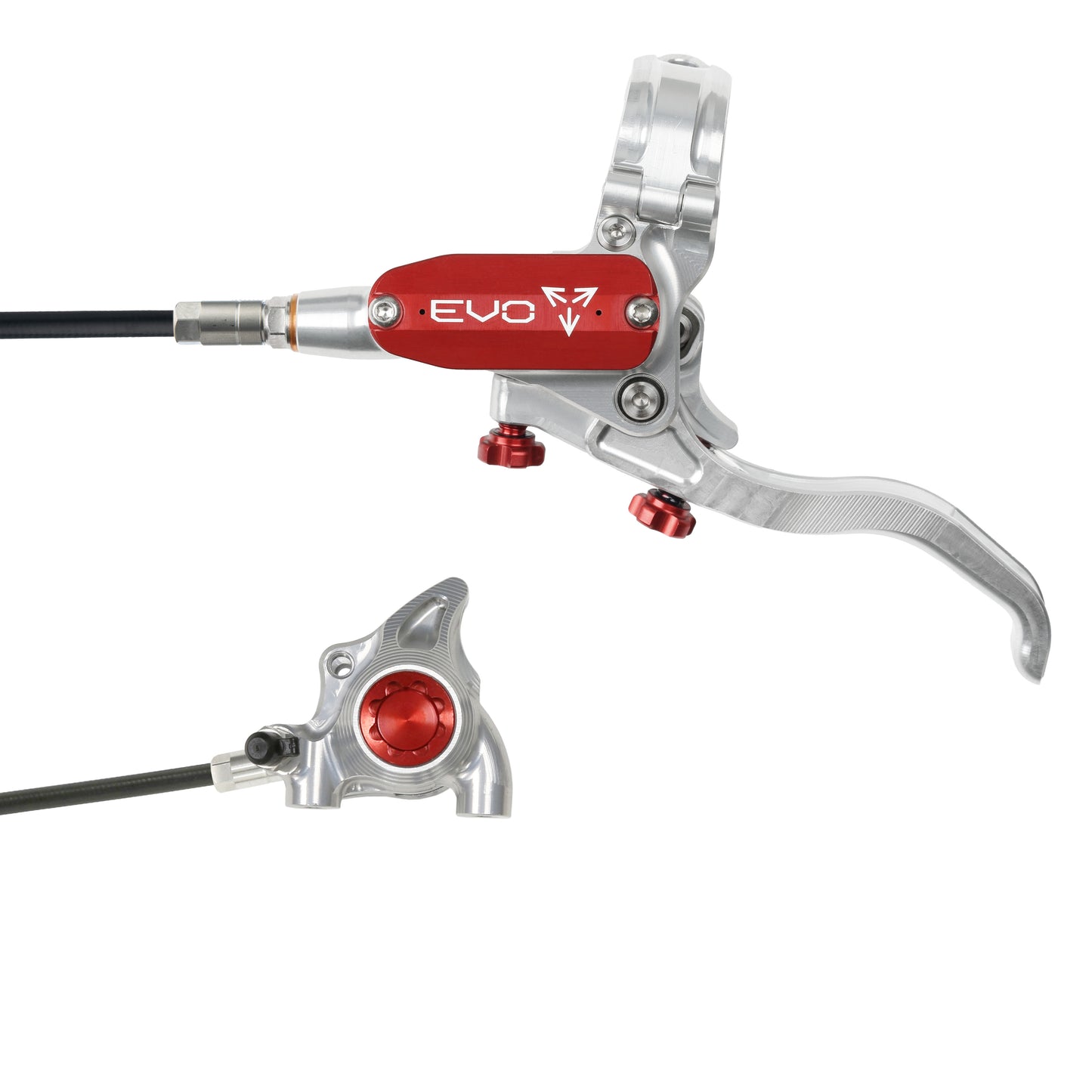 Hope EVO X2 Flat Mount Disc Brake-Left-Silver / Red-Black-BRINK