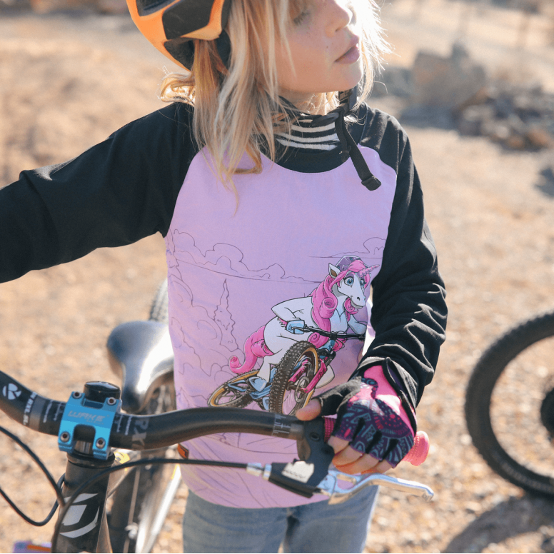 Kids Ride Shotgun Upshift Unicorn Windproof Kids MTB Jersey-BRINK