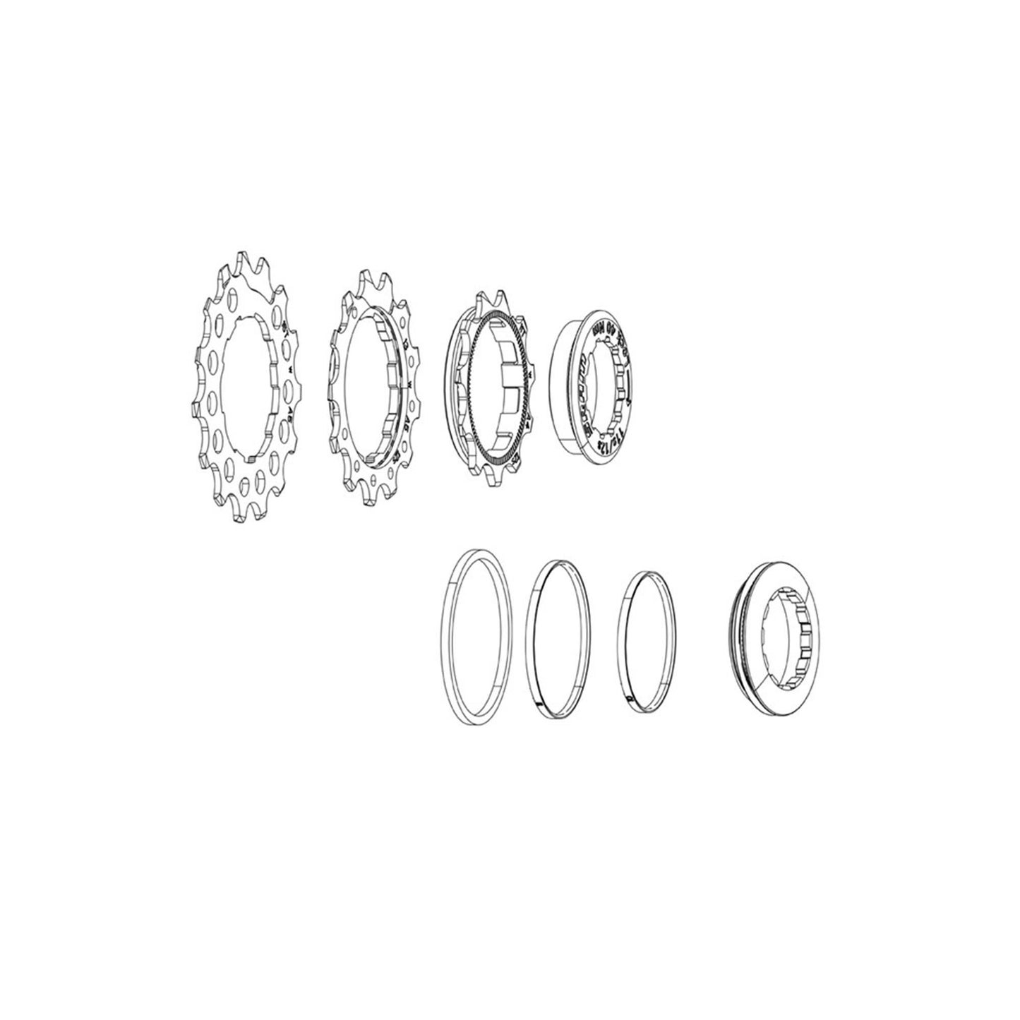 SRAM XS-1270 T-Type Eagle Cassette Replaceable Cogs-10-18t including Spacer-Shimano HG-BRINK