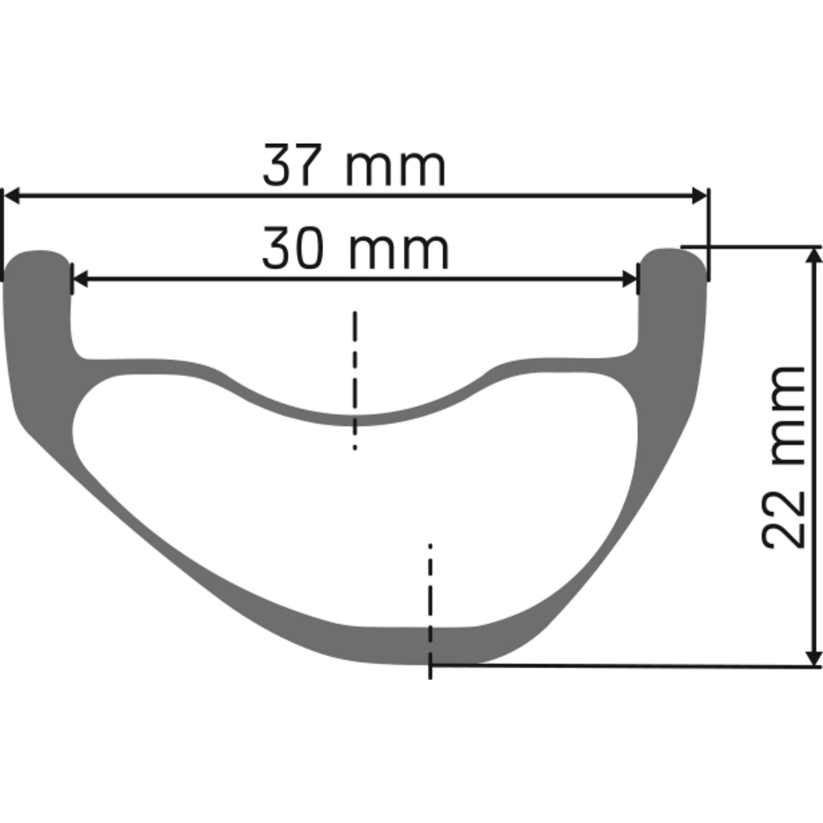 DT Swiss XMC 1500 SPLINE 30 mm Centre Lock - rim cross-section diagram