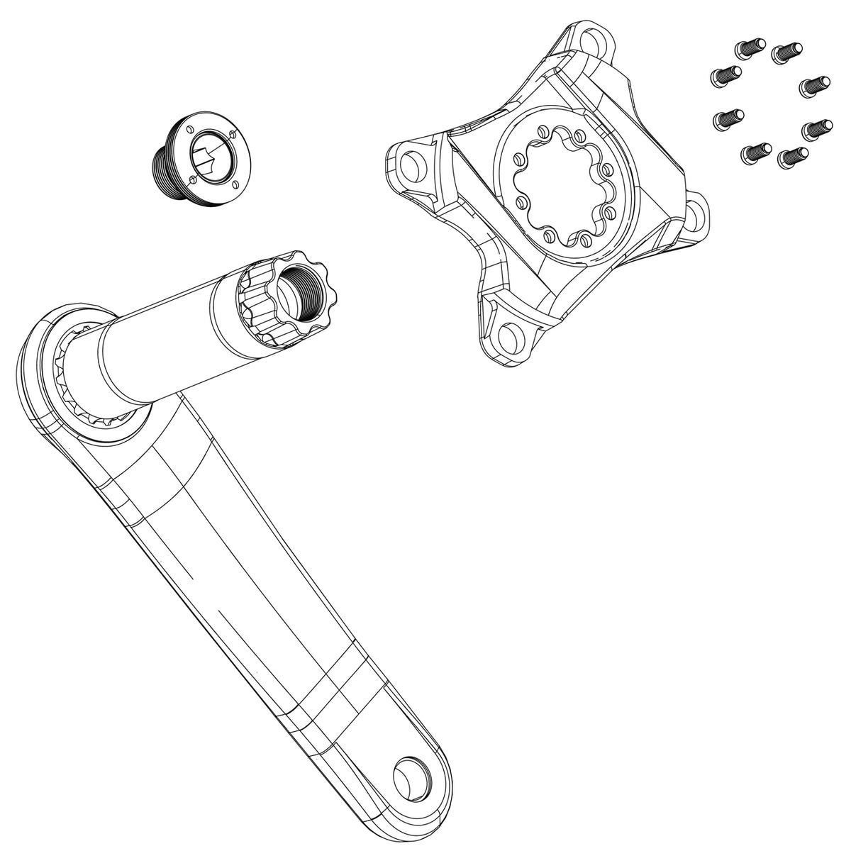 SRAM DUB crank assembly reference diagram; only the selected bolt kit is supplied