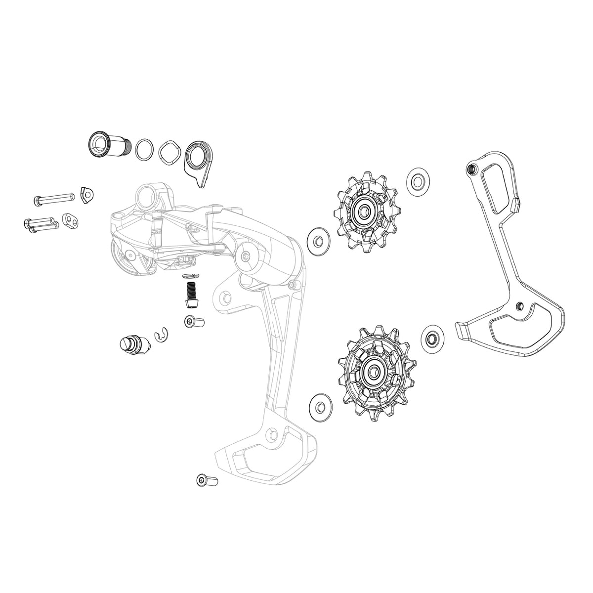SRAM Eagle AXS rear derailleur reference diagram; only the selected service kit is supplied - SSP8103000