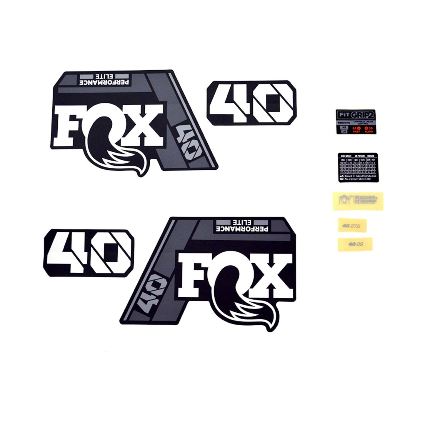 FOX Decal Kit-2021 40 P-SE Gray Logo Matte Black Fork-BRINK
