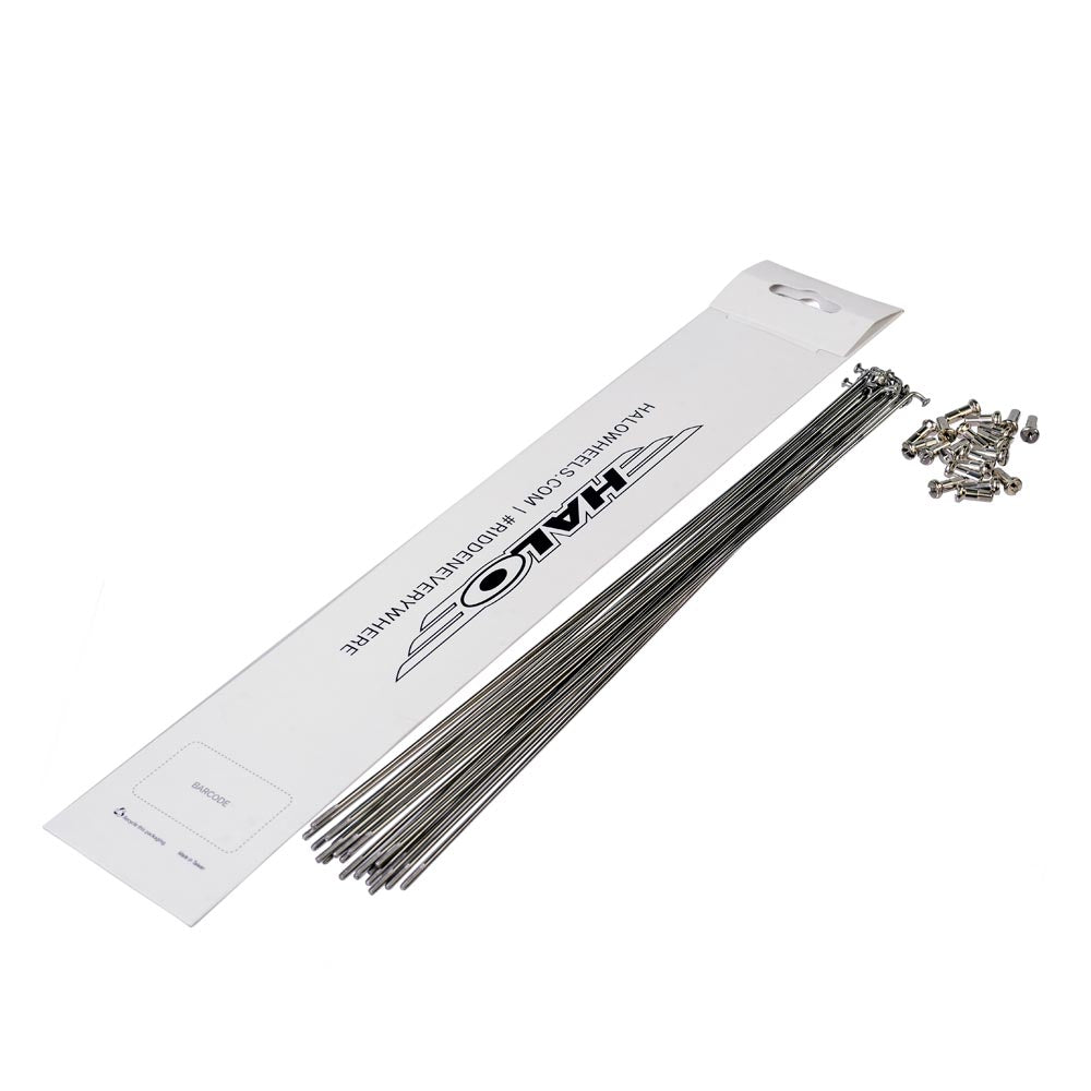 Halo Double Butted Spokes-253mm-Silver-Double Butted-BRINK