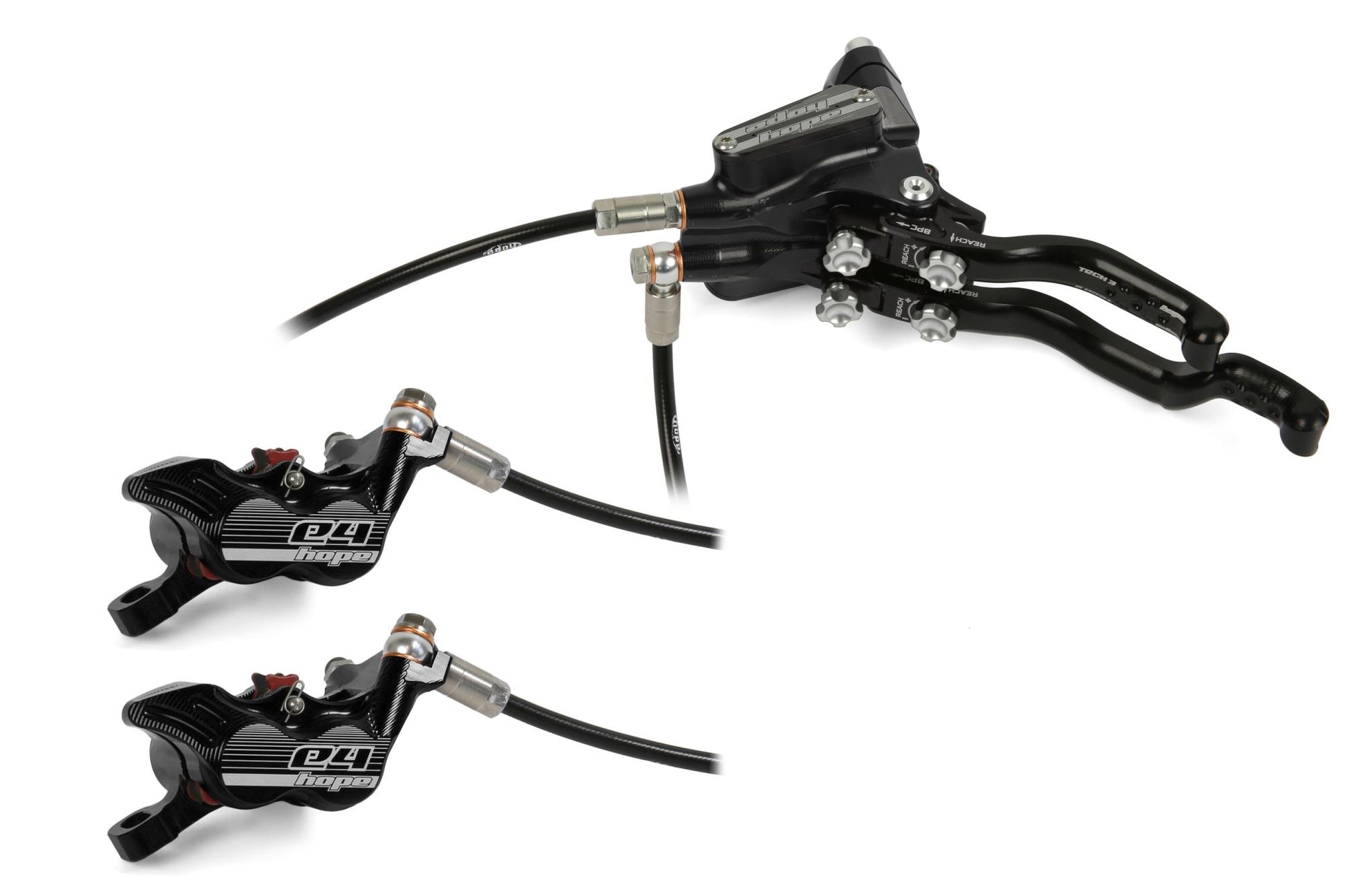 Hope Tech 3 E4 Duo Disc Brake-Left-Black-Standard-BRINK