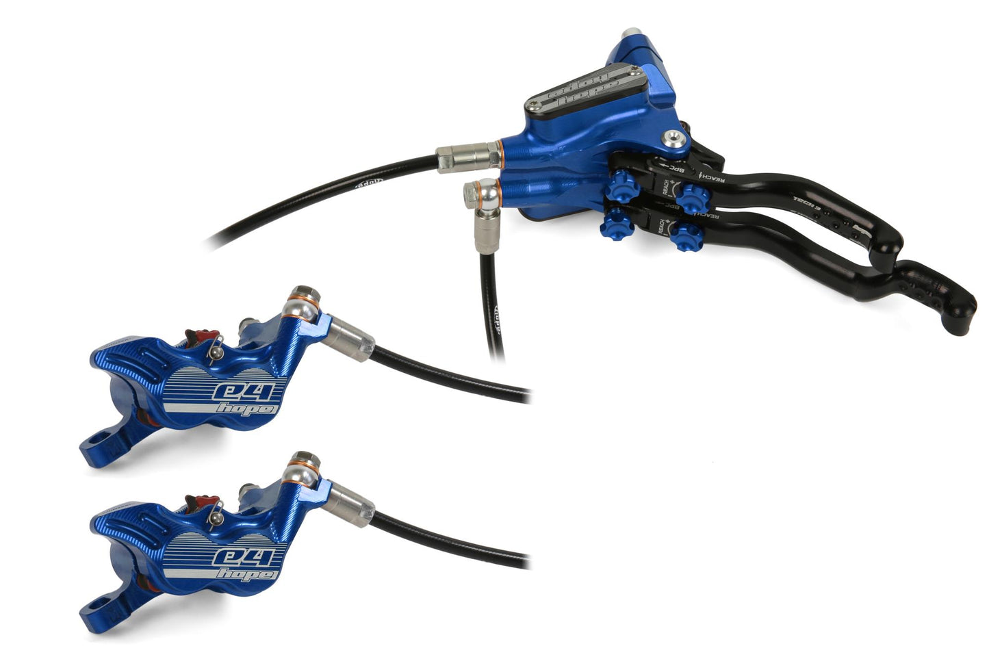 Hope Tech 3 E4 Duo Disc Brake-Left-Blue-Standard-BRINK