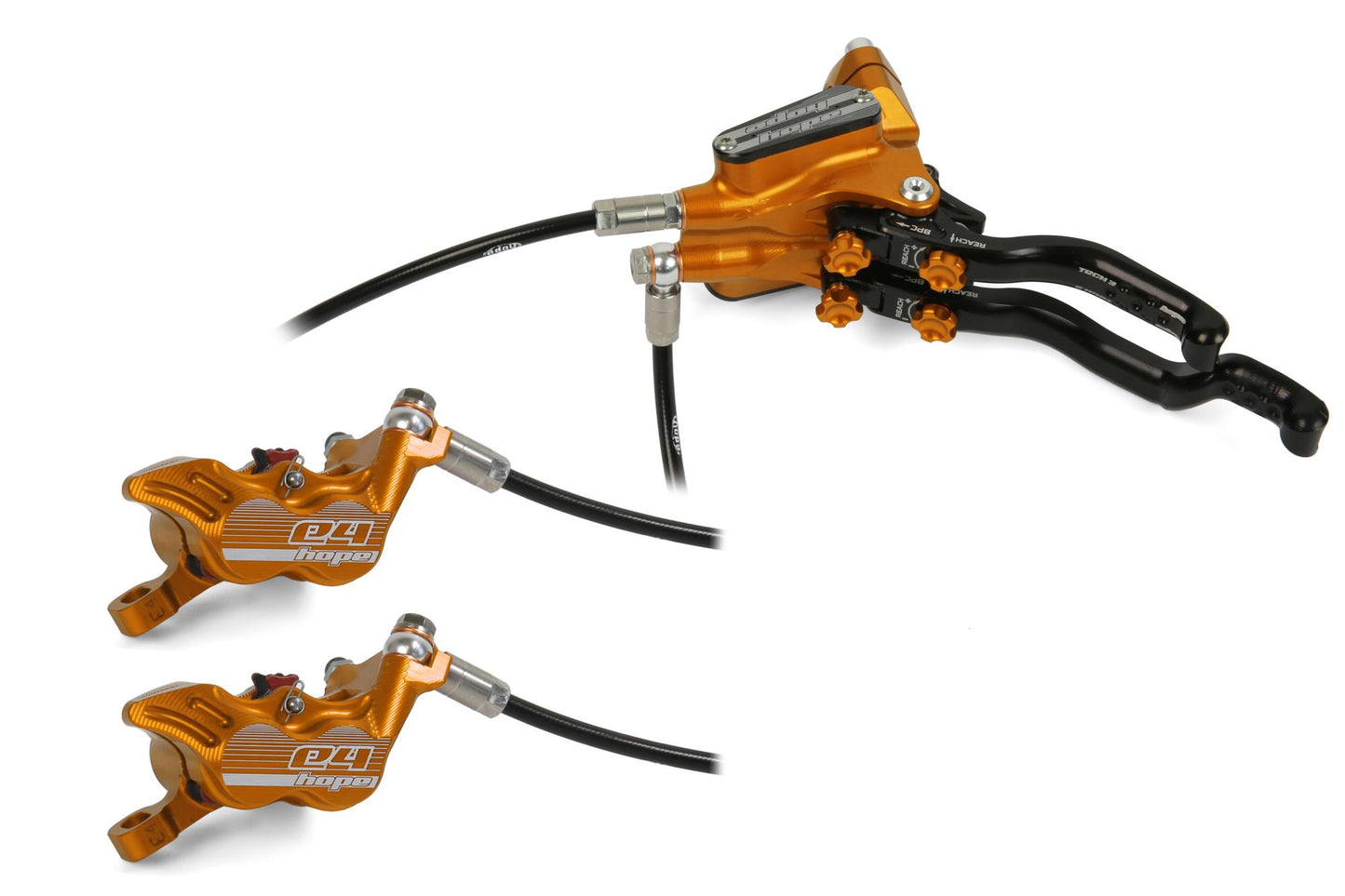 Hope Tech 3 E4 Duo Disc Brake-Left-Orange-Standard-BRINK