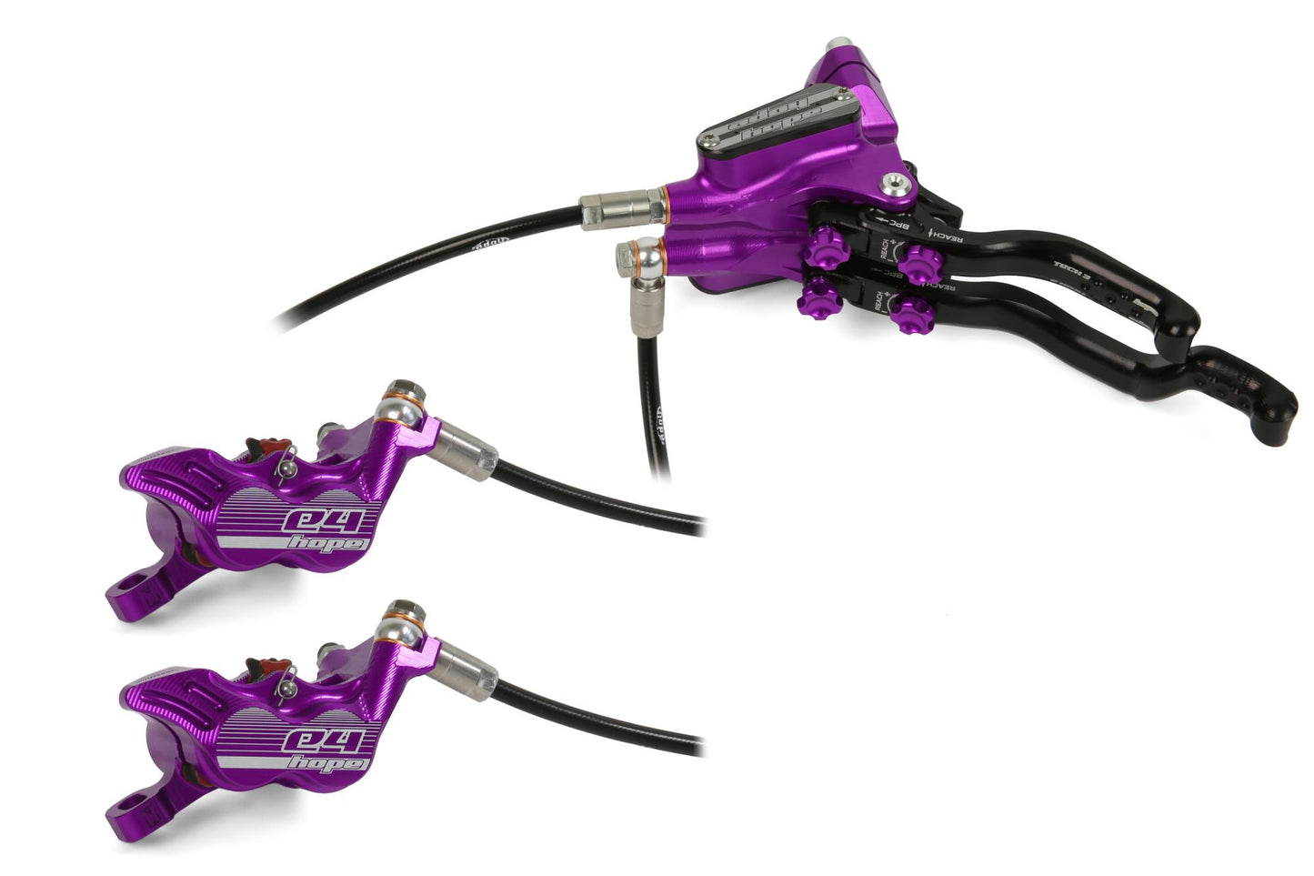 Hope Tech 3 E4 Duo Disc Brake-Left-Purple-Standard-BRINK