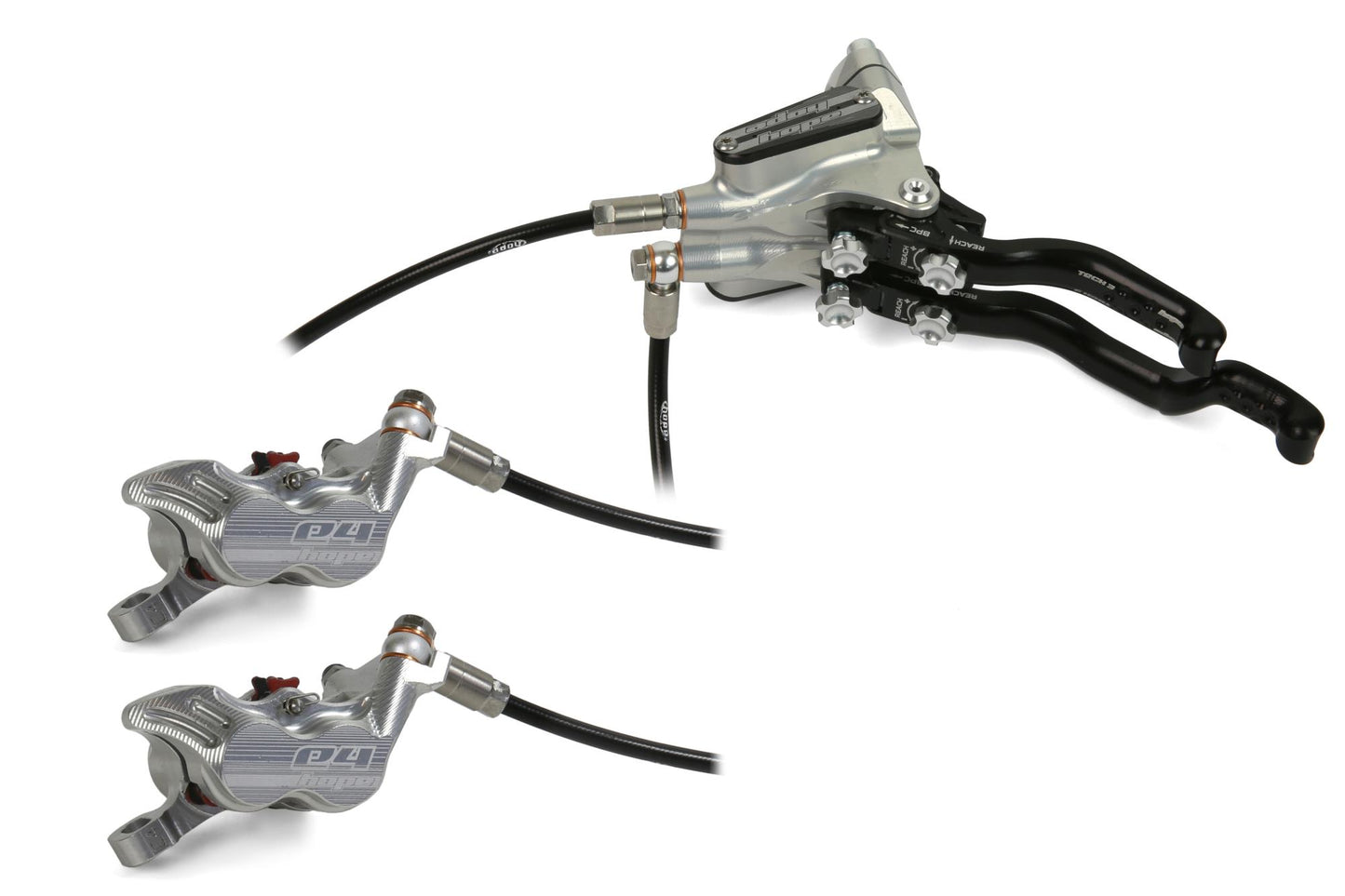 Hope Tech 3 E4 Duo Disc Brake-Left-Silver-Standard-BRINK