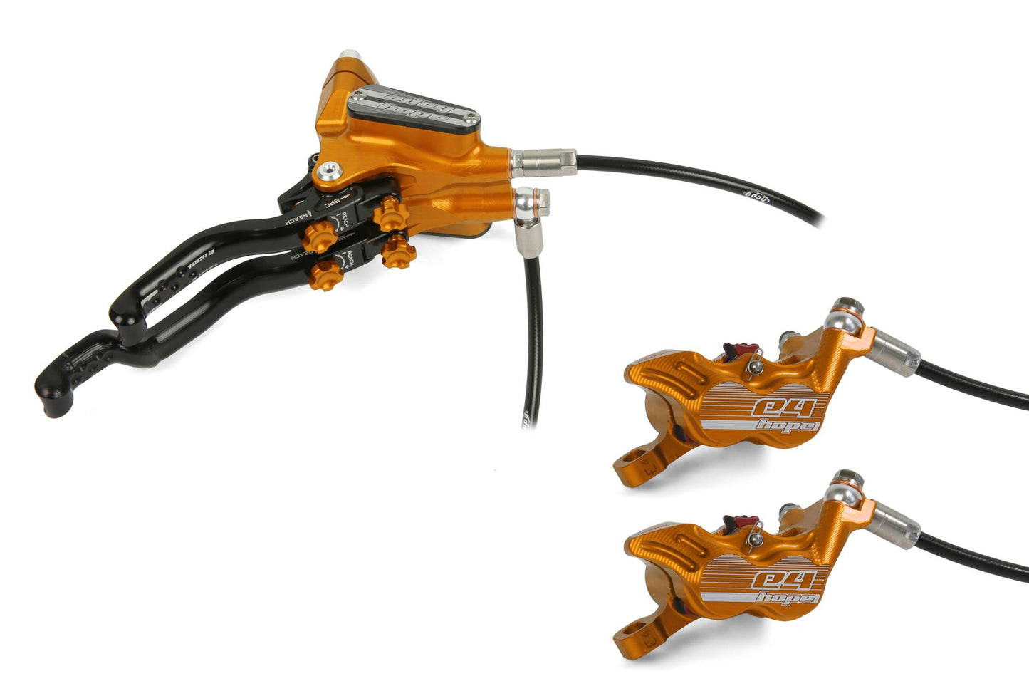 Hope Tech 3 E4 Duo Disc Brake-Right-Orange-Standard-BRINK