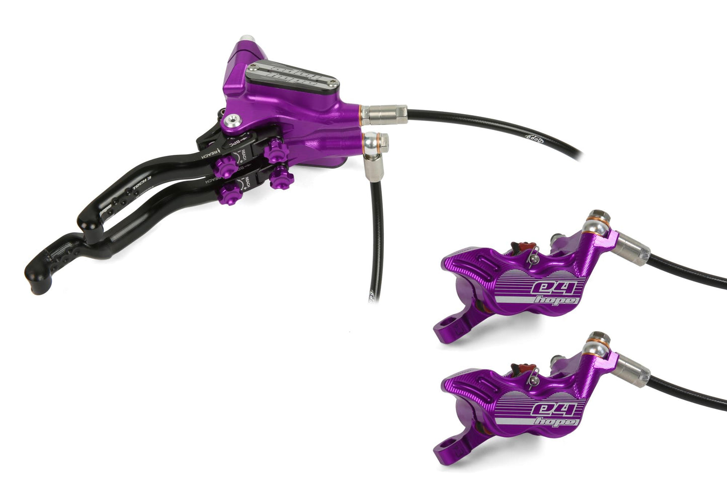 Hope Tech 3 E4 Duo Disc Brake-Right-Purple-Standard-BRINK