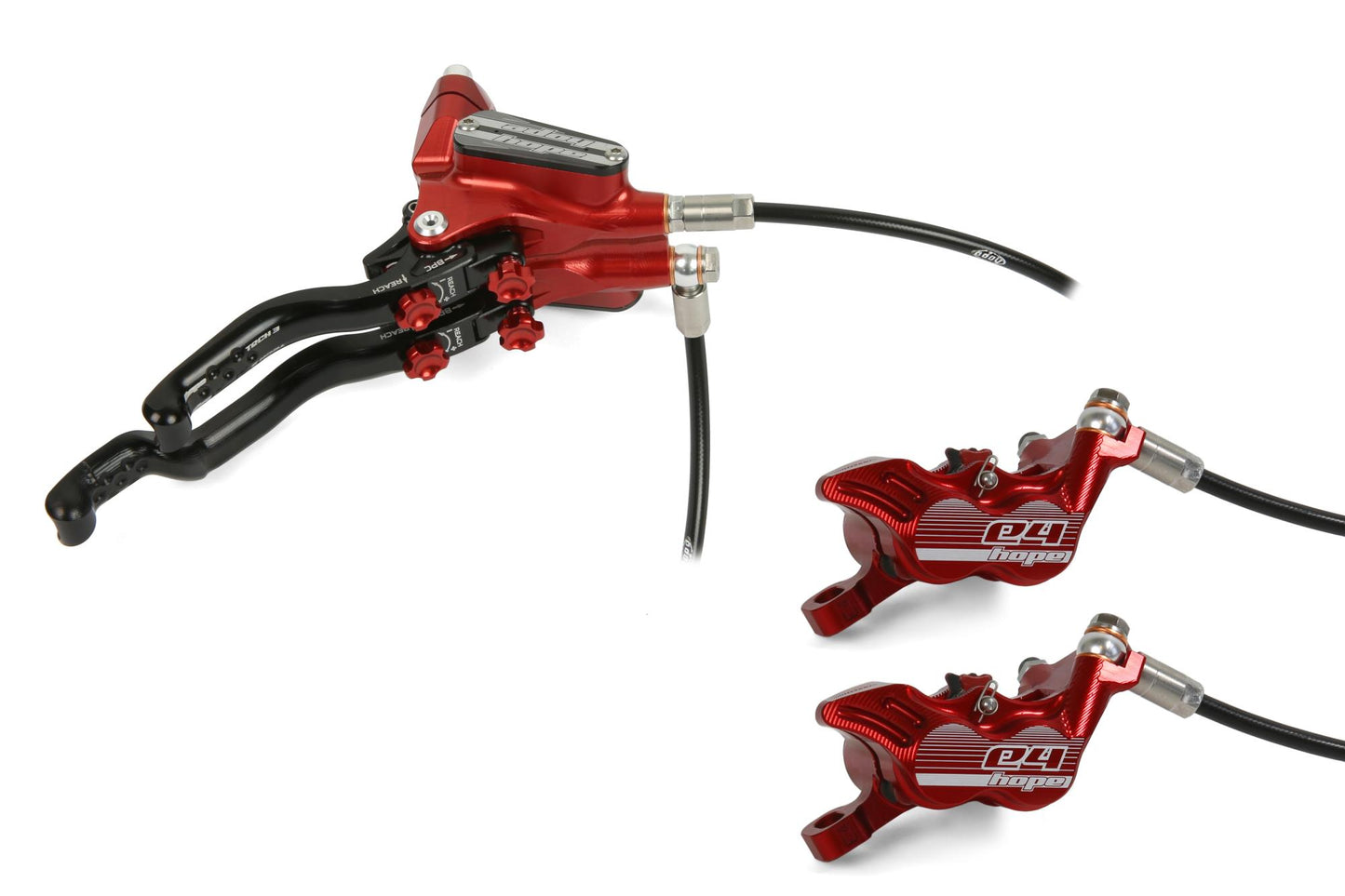 Hope Tech 3 E4 Duo Disc Brake-Right-Red-Standard-BRINK