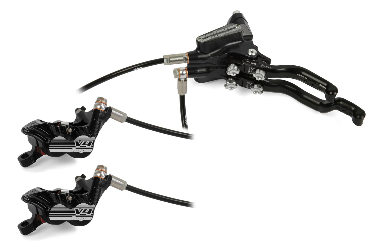Hope Tech 3 V4 Duo Disc Brake-Left-Black-Standard-BRINK
