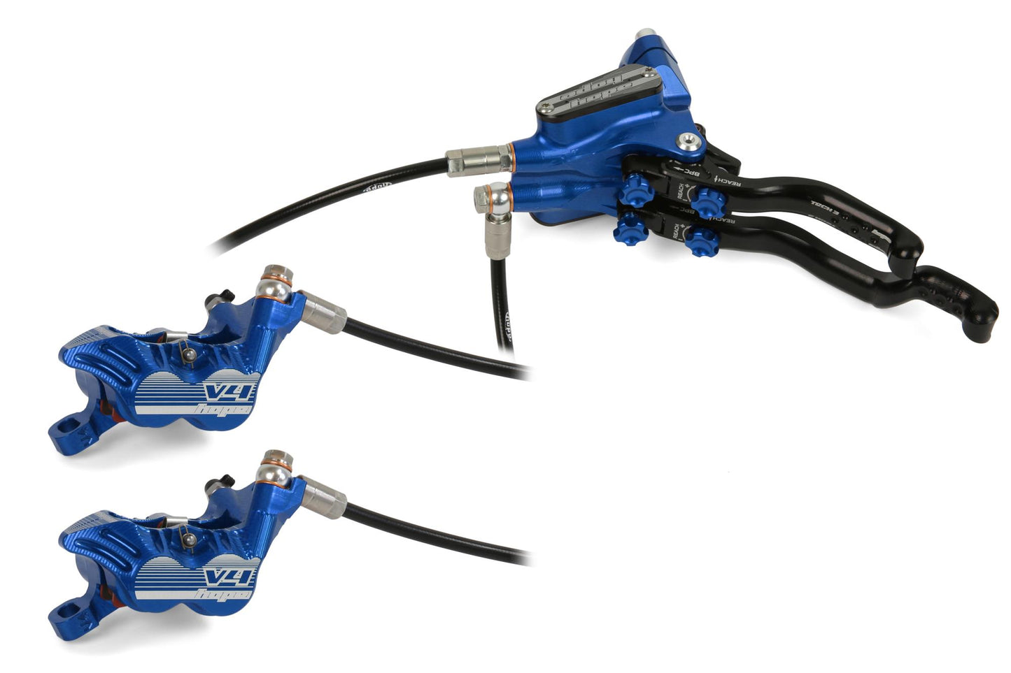 Hope Tech 3 V4 Duo Disc Brake-Left-Blue-Standard-BRINK