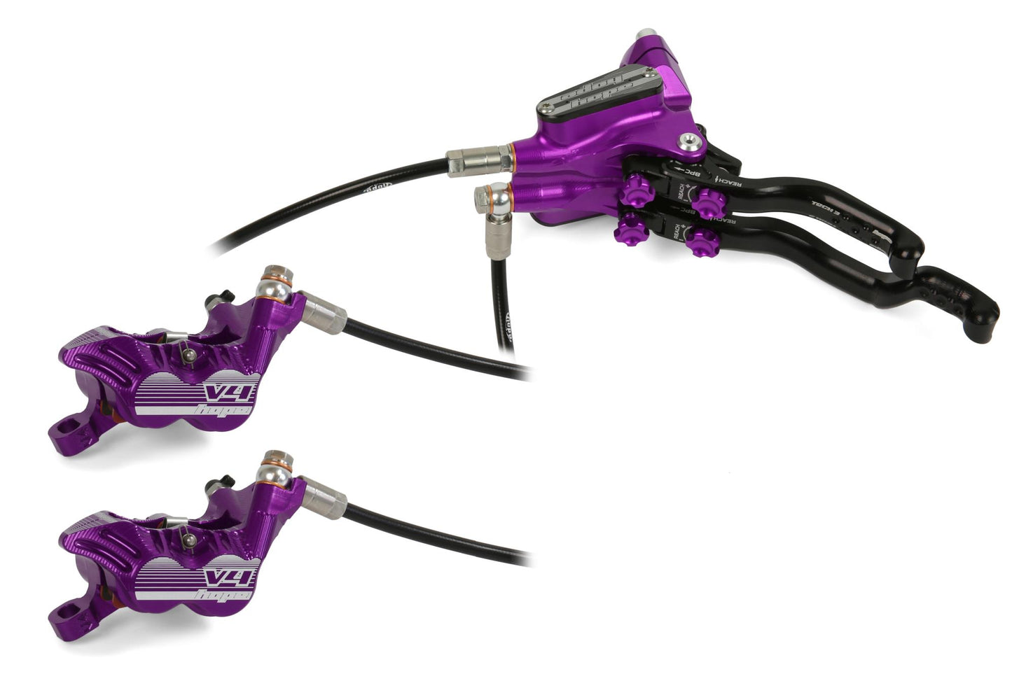 Hope Tech 3 V4 Duo Disc Brake-Left-Purple-Standard-BRINK