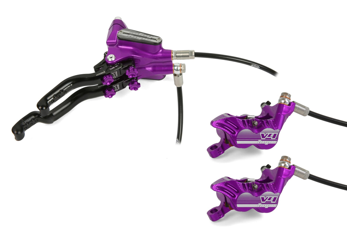 Hope Tech 3 V4 Duo Disc Brake-Right-Purple-Standard-BRINK