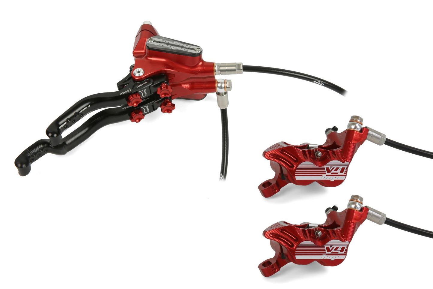 Hope Tech 3 V4 Duo Disc Brake-Right-Red-Standard-BRINK