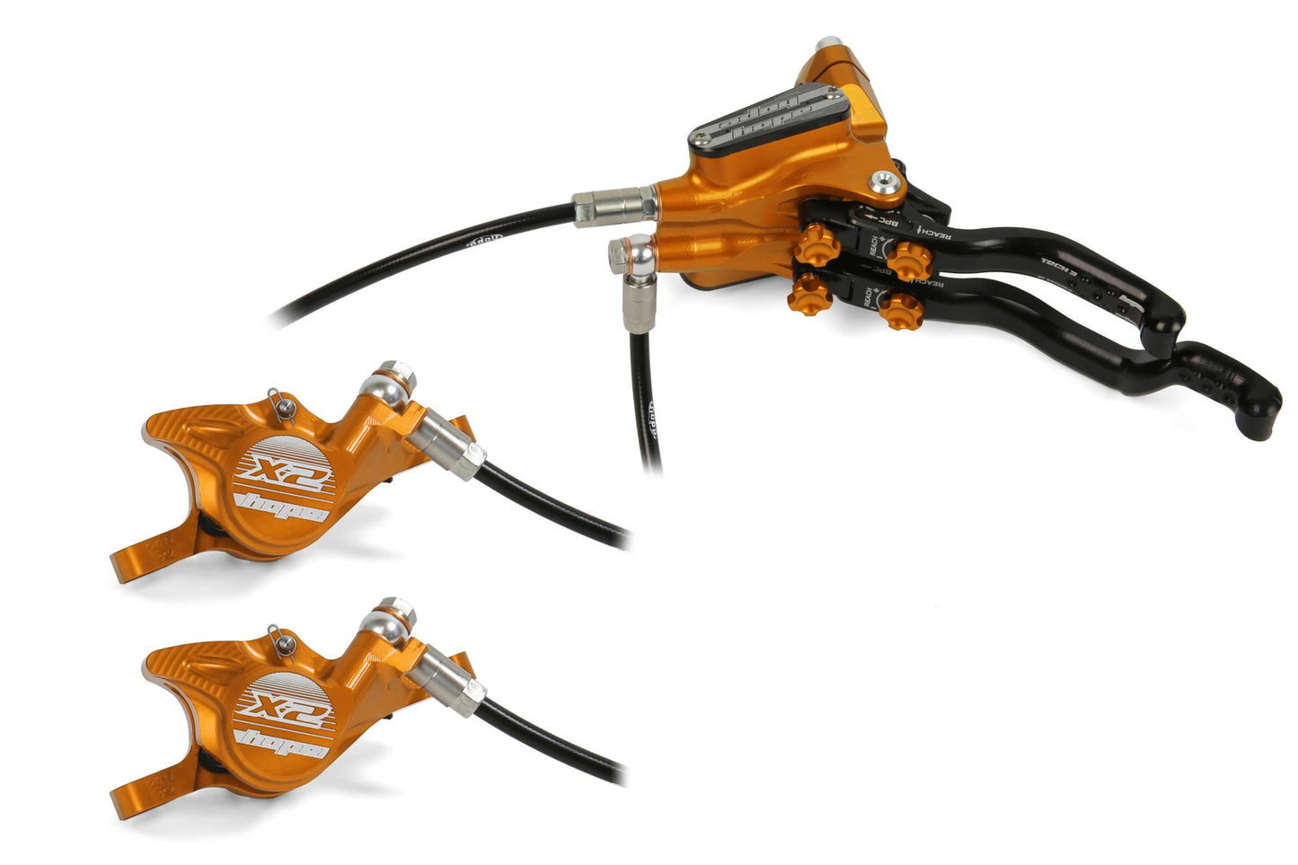 Hope Tech 3 X2 Duo Disc Brake-Left-Orange-Standard-BRINK