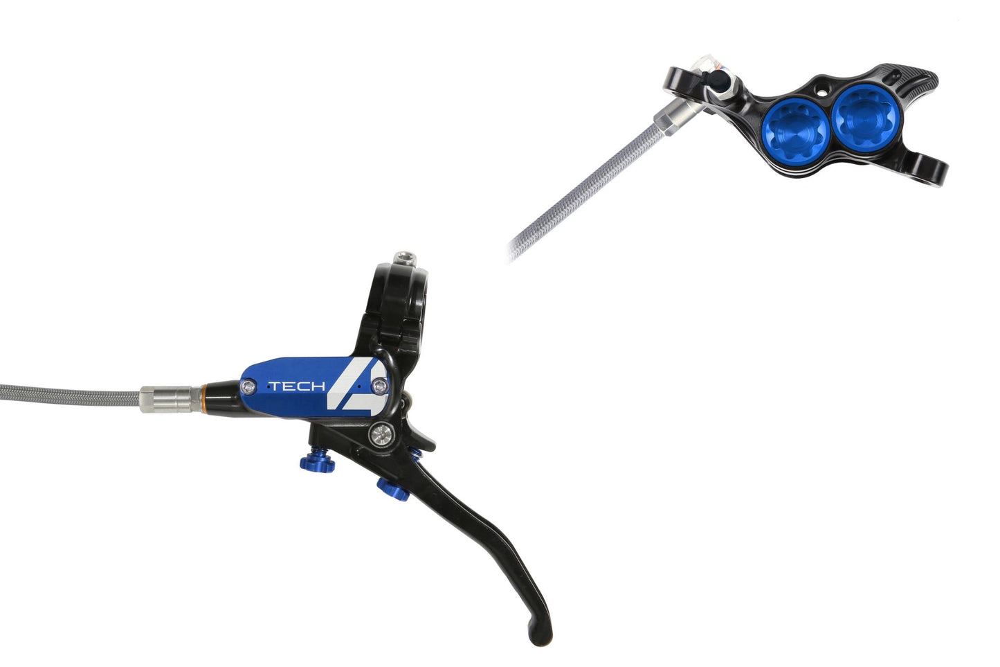 Hope Tech 4 E4 Disc Brake-Left-Black / Blue-Braided-BRINK
