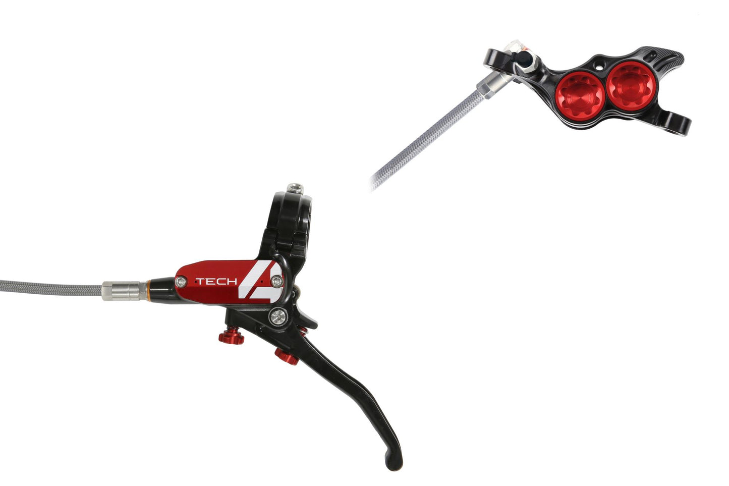 Hope Tech 4 E4 Disc Brake-Left-Black / Red-Braided-BRINK