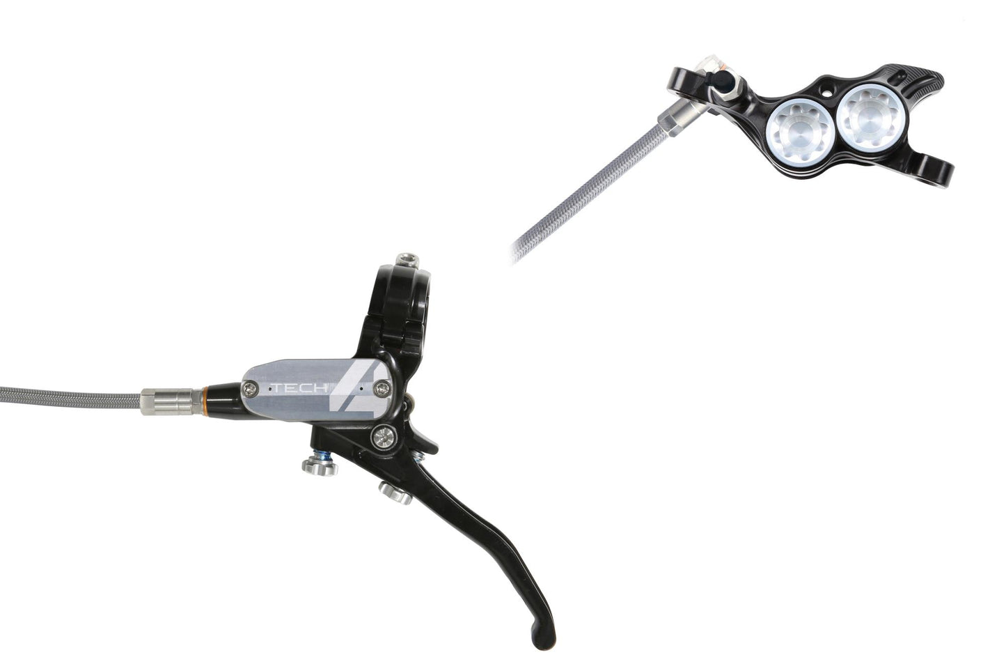 Hope Tech 4 E4 Disc Brake-Left-Black / Silver-Braided-BRINK