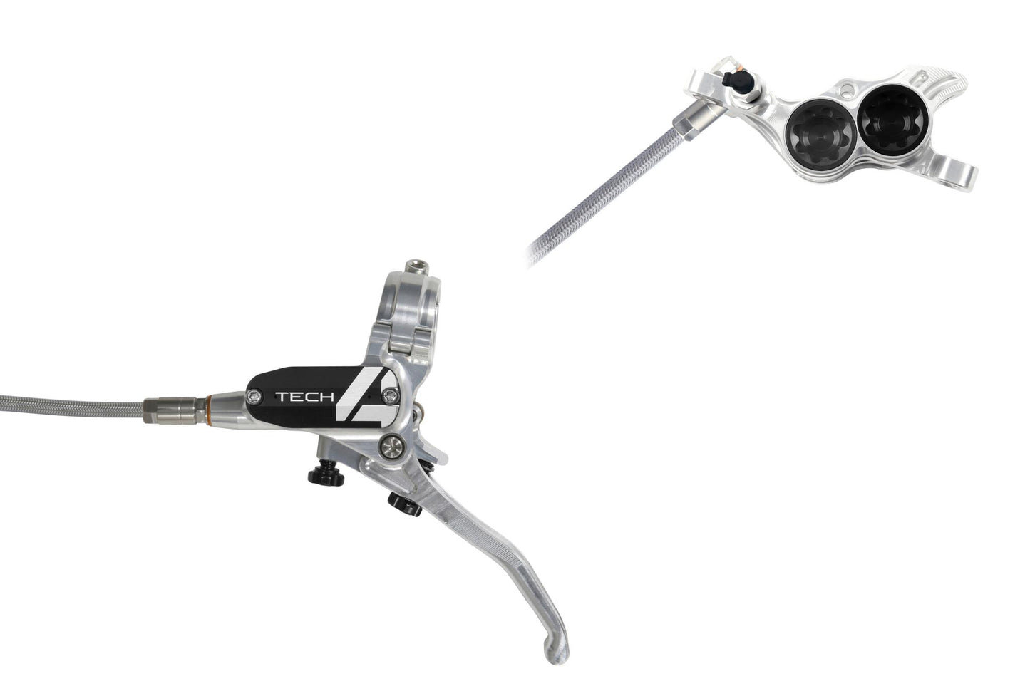 Hope Tech 4 E4 Disc Brake-Left-Silver / Black-Braided-BRINK