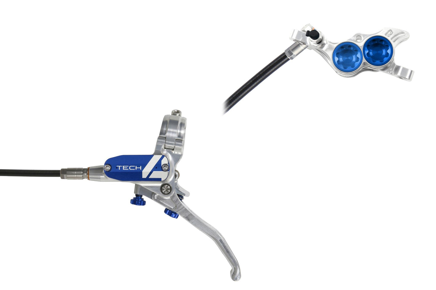 Hope Tech 4 E4 Disc Brake-Left-Silver / Blue-Standard-BRINK