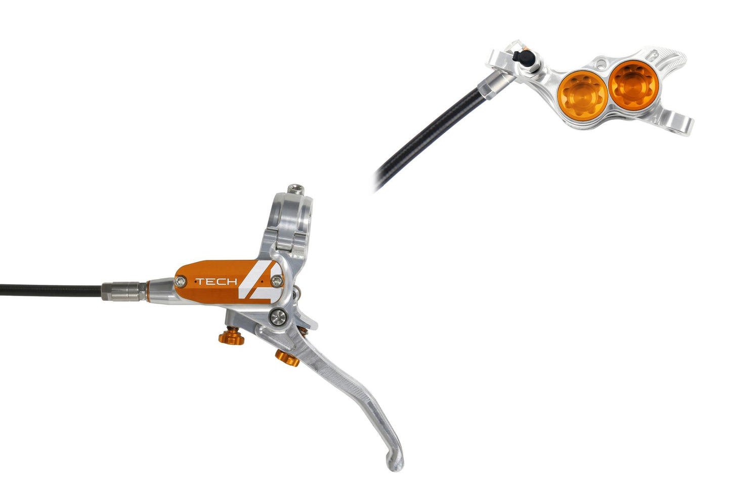 Hope Tech 4 E4 Disc Brake-Left-Silver / Orange-Standard-BRINK
