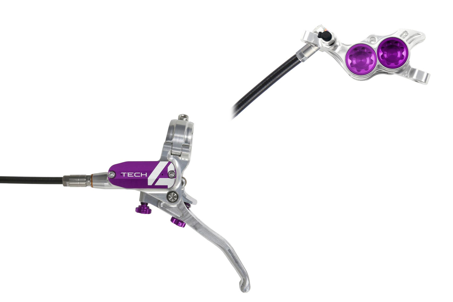 Hope Tech 4 E4 Disc Brake-Left-Silver / Purple-Standard-BRINK