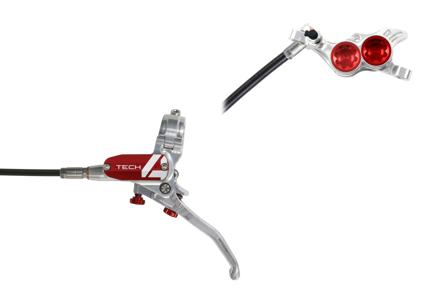 Hope Tech 4 E4 Disc Brake-Left-Silver / Red-Standard-BRINK