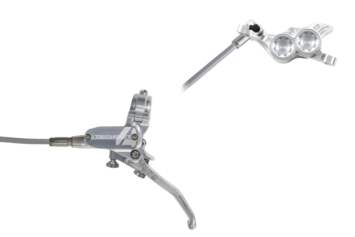 Hope Tech 4 E4 Disc Brake-Left-Silver / Silver-Braided-BRINK